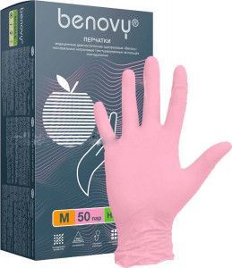 Перчатки нитриловые Benovy (100 штук в упаковке)